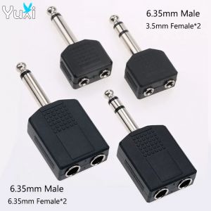 YuXi 1/4 "adaptateur de prise Audio Mono/st&eacute;r&eacute;o 6.35mm m&acirc;le &agrave; 2x6.35mm 3.5mm femelle convertisseur