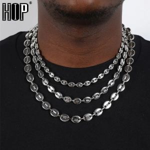 HIP Hop-Collier à maillons en forme de grains de café pour homme, bijoux en acier inoxydable,
