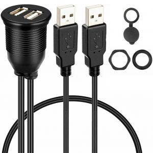 Prada-Prise adaptateur de câble d'extension de panneau USB à montage encastré, carte de voiture,