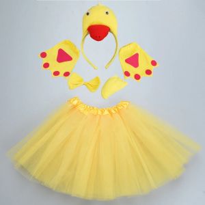 Adulte femmes enfants Animal jaune canard poussin coq coq Tutu oreille bandeau nœud papillon queue