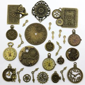 30 pièces Antique Bronze squelette Steampunk horloge visage montre engrenage roue dentée breloques