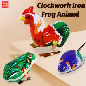 Jouets à remonter grenouille rétro, lapin sautant, coq, chaîne mécanique, souris en fer, jouet pour