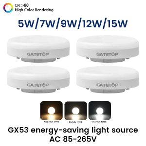 4 pièces 15W 12W 9W GX53 LED Spot lumière AC85-265V 100lm/WDaring Source de lumière garde-robe