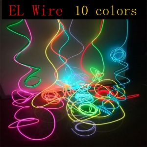 EL Wire 1 2 3 5 10M bande Led néon Flexible fil électroluminescent souple partie Halloween noël vélo