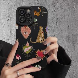 Coque en silicone plein &eacute;cran en forme de c&oelig;ur l&eacute;opard, &eacute;tui de luxe pour Huawei P30 P40 Mate 20 Pro