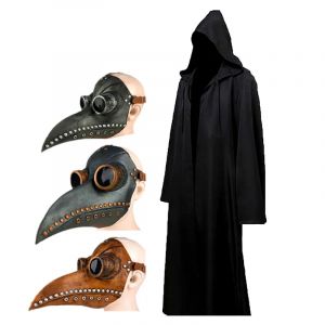 Cape d'halloween, masque de docteur de la peste, Costume de Cosplay, chemise longue de sorcier, Robe