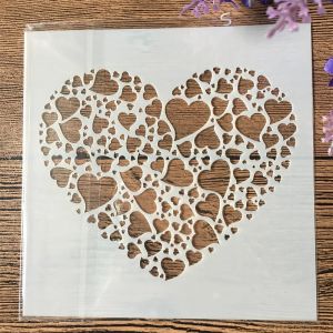 Pochoirs de superposition artisanaux en forme de cœur dans le cœur, 13cm, pour peinture murale,