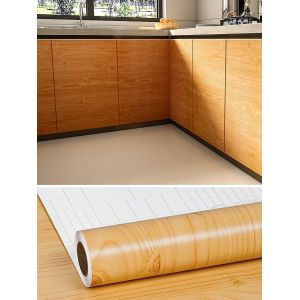 Papier peint en vinyle imperméable auto-adhésif, autocollants muraux en planche de bois, film