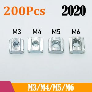 Bloc d'écrou coulissant en T 200 p/lot, écrous carrés M3 M4 M5 M6 pour fente de profil en aluminium
