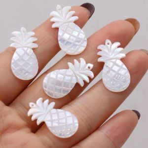 Pendentif en nacre blanche exquise, 2 pièces, breloques en coquillage d'ananas sculpté naturel pour