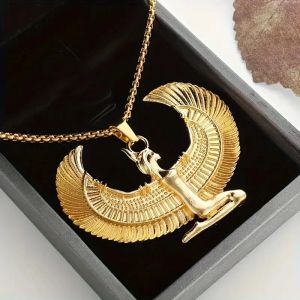 Collier pendentif ailes étalées pour femme, déesse éma enne des Prairies, amulette punk, hip hop,