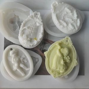 Ange aromathérapie plâtre goutte colle liste moule fondant gâteau décoration savon silicone outil de