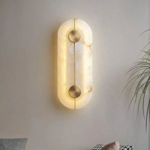 Nordique moderne marbre pierre applique albâtre salon or cuivre maison intérieur décoration LED
