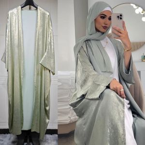Abaya-Kimono de Luxe &agrave; Manches Chauve-Souris Ouvertes, V&ecirc;tement d'Ext&eacute;rieur Long, Tendance, Duba&iuml;,