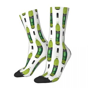 Chaussettes de peinture à l'huile pour hommes et femmes, bas College, bouteille de chartreuse verte,