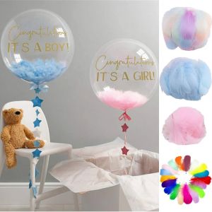 Plumes color&eacute;es pour ballons Bobo transparents, d&eacute;cor de r&eacute;ception-cadeau pour b&eacute;b&eacute;, ballons IT IS A
