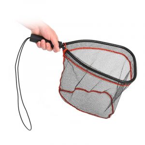 Épuisette de pêche en nylon avec poignée en caoutchouc, filet pour stade, mouche, kayak,