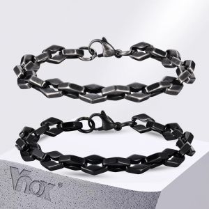 Vnox gros bracelets de chaîne à maillons faits à la main pour hommes, bracelet à maillons en