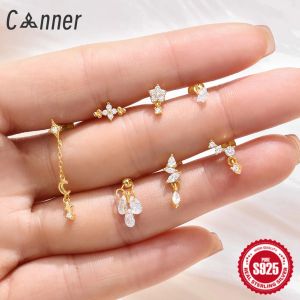 CANNER 1Pc &eacute;toile lune g&eacute;om&eacute;trique goutte d'eau boucles d'oreilles pour femmes boucle d'oreille 925