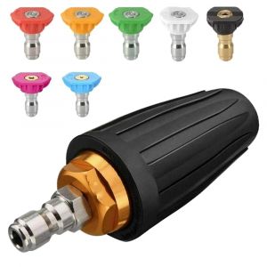 Buse turbo pour nettoyeur haute pression, buse rotative et 7 embouts, connexion rapide 1/4 pouces,