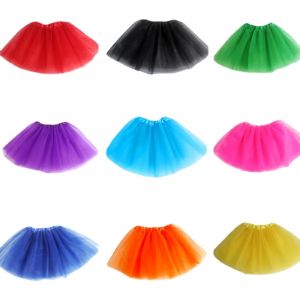 Fille élastique Ballet Dancewear Tutus Mini jupe pour fête d'anniversaire danse 3 couches Tulle Tutu
