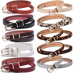 Ceinture en cuir slim pour femmes, couleur unie, ornement de taille ou de hanches, ceinture léopard