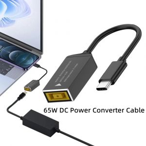 Câble de charge rapide USB C 65W pour Lenovo, chargeur d'ordinateur portable, prise carrée DC,