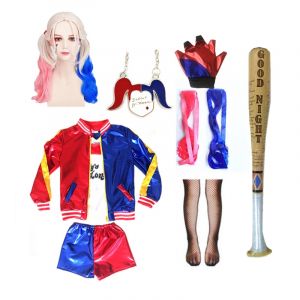Costume Cosplay Harley Squad pour Bol, Veste Monstre, Chemise Quinn, Manteau Brodé, Pantalon, Gants,