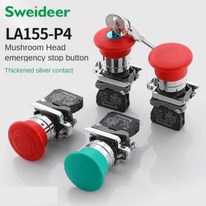 XB4 22mm champignon bouton d'arr&ecirc;t d'urgence interrupteur 10A cl&eacute; arr&ecirc;t d'urgence bouton poussoir