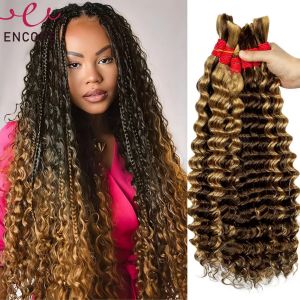 Extensions de cheveux humains en vrac pour tressage, surbrillance ombrée, support de tresses Boho,