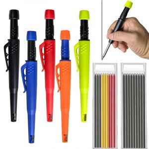 Crayon mécanique pour le travail du bois, 5 couleurs, 2.8mm, livré avec capuchon, taille-crayon,