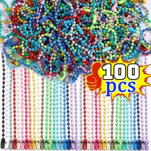 Bricolage boule perle chaînes argent coloré porte-clés poupées étiquette main étiquette connecteur