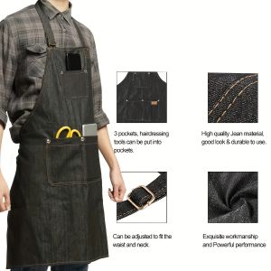 Tablier à outils en Denim léger avec poches, tablier en toile cirée imperméable pour hommes et