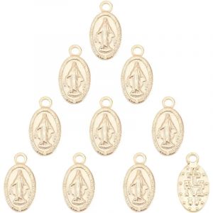 Breloques ovales avec la vierge marie, pendentifs m&eacute;daille miraculeuse en acier inoxydable 304,