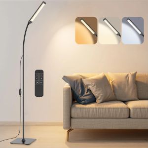 Lampadaire LED Col de Cygne Réglable, Lampe de Lecture à Intensité Réglable, avec Télécommande et