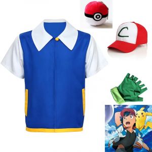 Cosplay Anime Ash Ketchum vêtements hommes veste bleue Costume garçons filles Cosplay pour