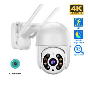 Cam&eacute;ra PTZ sans fil 8mp 4K HD 1080P Vision nocturne en couleur cam&eacute;ra IP Wifi pour l'ext&eacute;rieur H.265