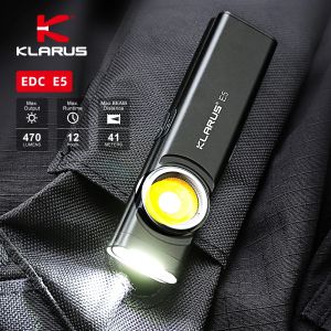 Klarus E5 EDC lampe de poche Rechargeable avec chargeur USB lanterne LED batterie Li-ion int&eacute;gr&eacute;e