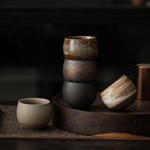 Tasse à thé en grès faite à la main de Style japonais, service à thé Kung Fu, petite tasse simple,
