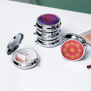 Petite pilulier en métal à compartiment unique, rangement rond, 3 compartiments, mini pilulier