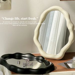 Miroir de maquillage de Style crème, décoratif, irrégulier, Simple, pour commode sur pied, en forme