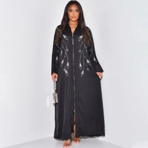 Abaya musulmane pour femmes, robe de soirée, Kaftan, Islam, Robe longue arabe éducative à glissière,