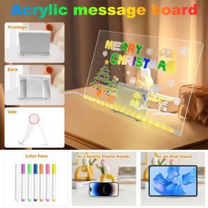 Panneau d'affichage en acrylique à lumière LED, planche à dessin pour enfants, USB effaçable,