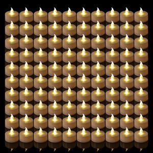 Candlium 100 Pack bougies chauffe-plat LED sans flamme jaune chaud bougies à piles plus de 200