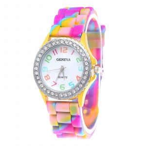 Montre-bracelet en silicone pour femme, cristal Bling, analogique, numérique, quartz, haute qualité,