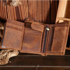 Hommes portefeuille en cuir véritable carte de crédit monnaie poche Mini sac d'argent mince court