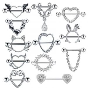 1 paire coeur haltère mamelon anneau Piercing Helix Piercing Sexy mamelon bijoux haute qualité