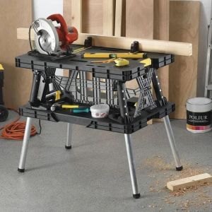 Table de travail pliante, établi portable avec pinces de 12" pour garage/magasin de bois