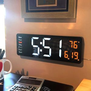 Grande horloge murale num&eacute;rique avec t&eacute;l&eacute;commande, montre &eacute;lectronique 16 pouces/41cm avec grand