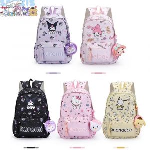 Sac à dos Hello Kitty Sanurgente, sac à dos mignon Kuromi Cinnamoroll, cartable Anime Cartoon, étui